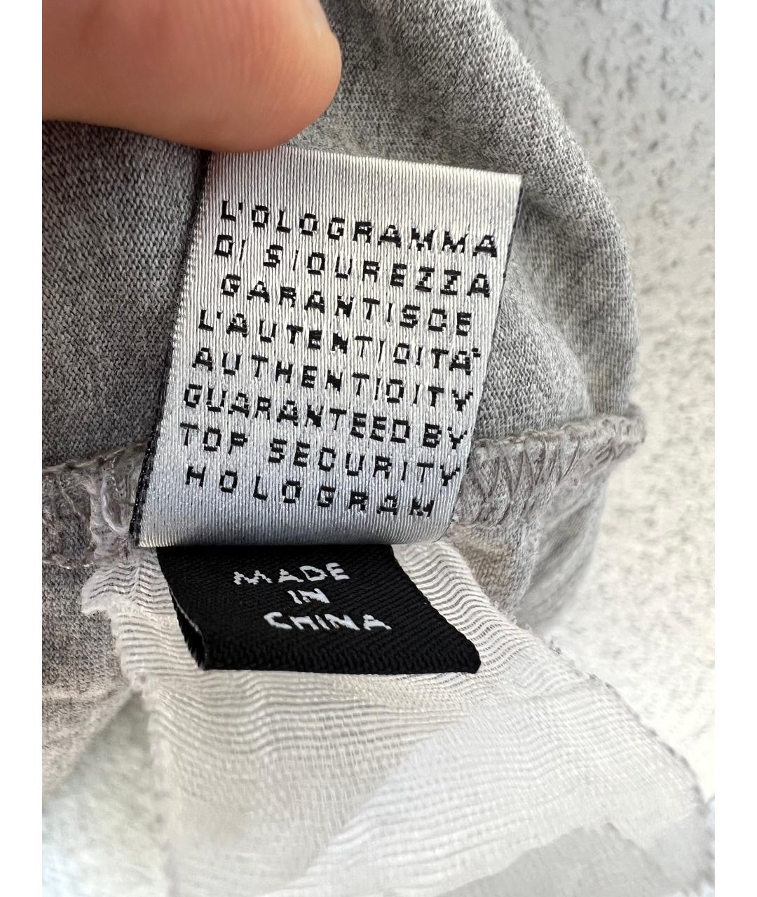 DOLCE&GABBANA Серая хлопковая футболка, фото 5