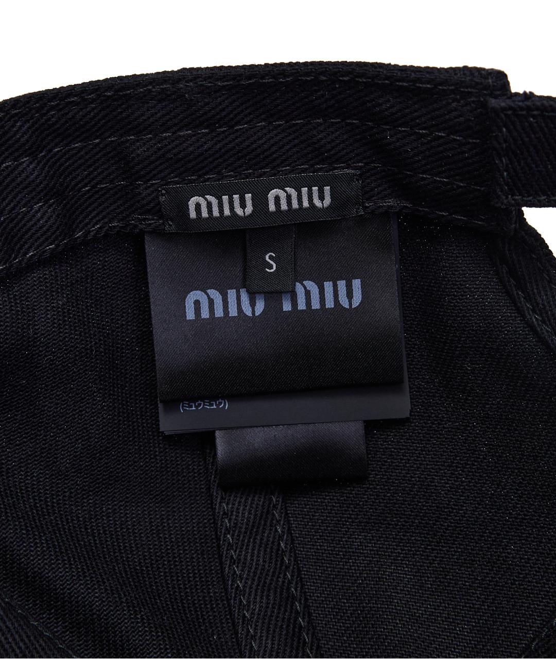 MIU MIU Черная хлопковая кепка, фото 3