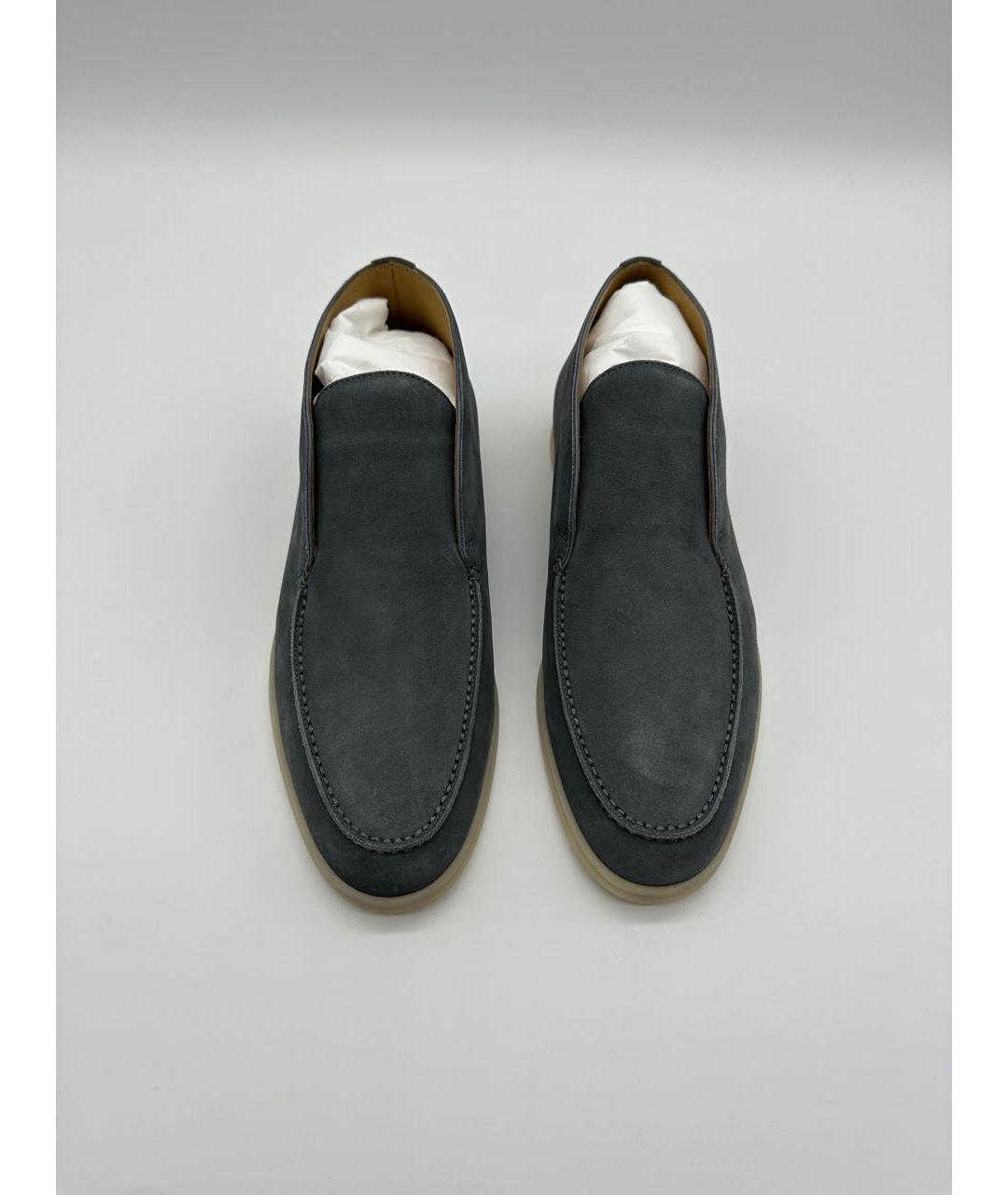 LORO PIANA Антрацитовые замшевые лоферы, фото 2