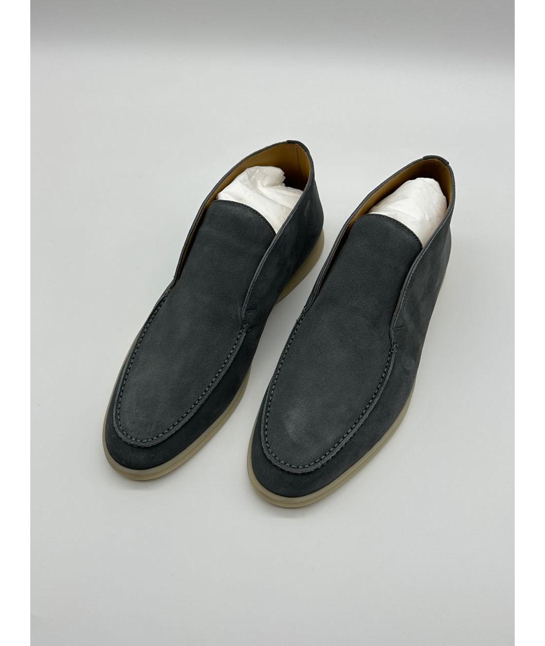 LORO PIANA Антрацитовые замшевые лоферы, фото 3
