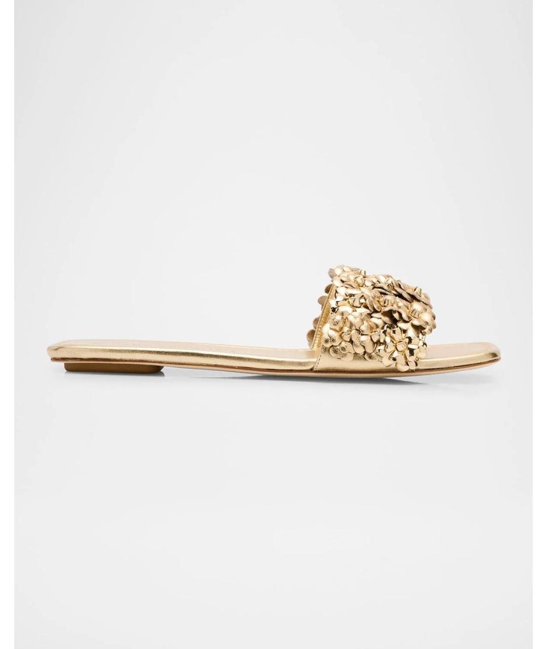 STUART WEITZMAN Золотые кожаные шлепанцы, фото 4