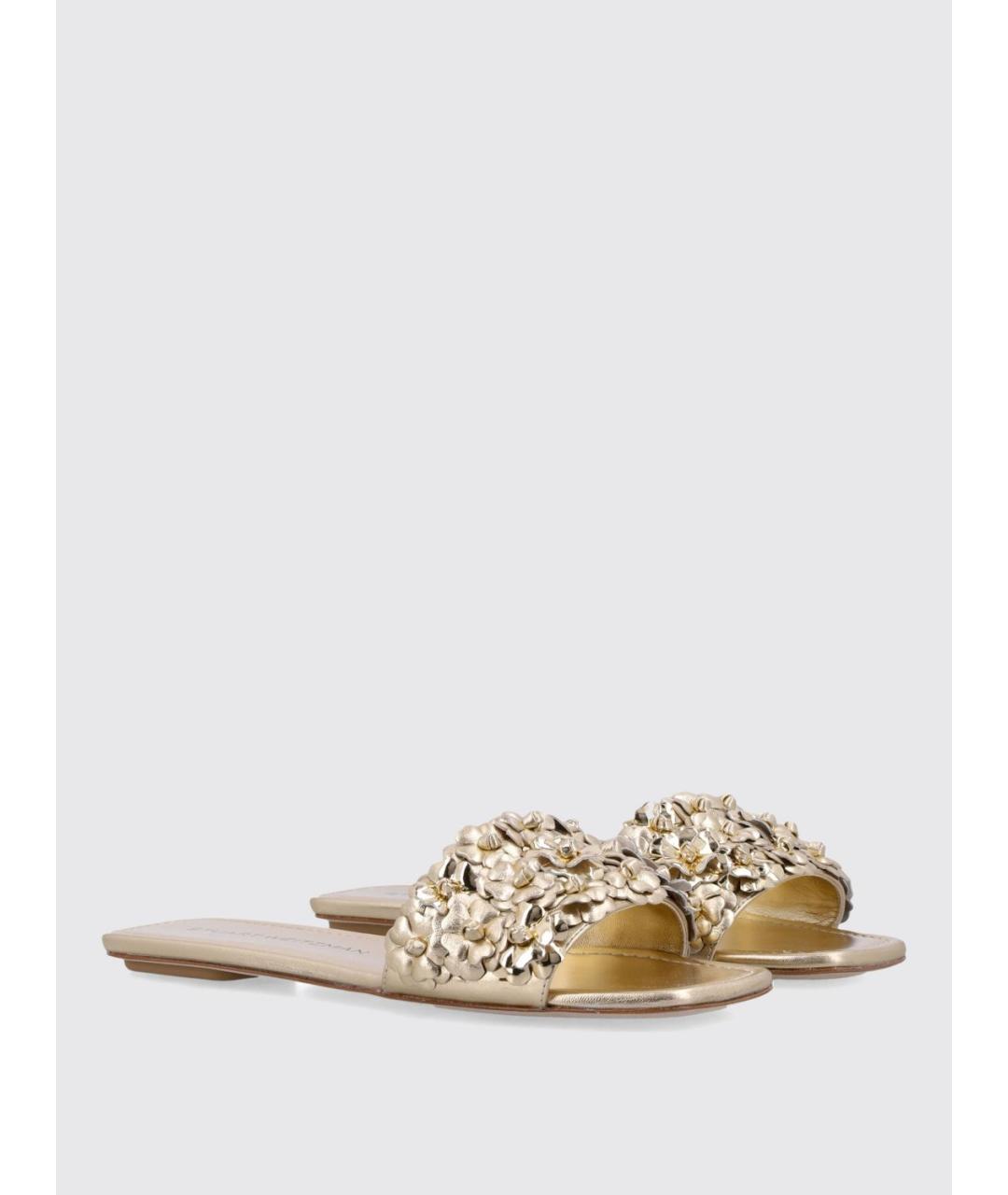 STUART WEITZMAN Золотые кожаные шлепанцы, фото 2
