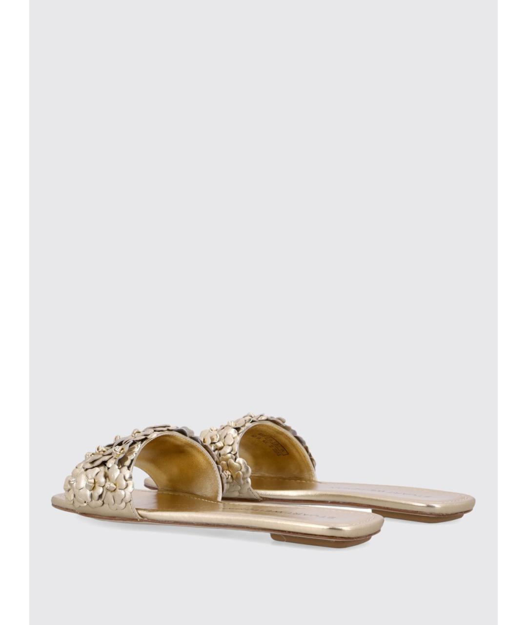 STUART WEITZMAN Золотые кожаные шлепанцы, фото 3