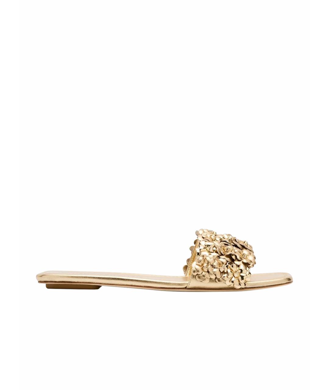 STUART WEITZMAN Золотые кожаные шлепанцы, фото 1