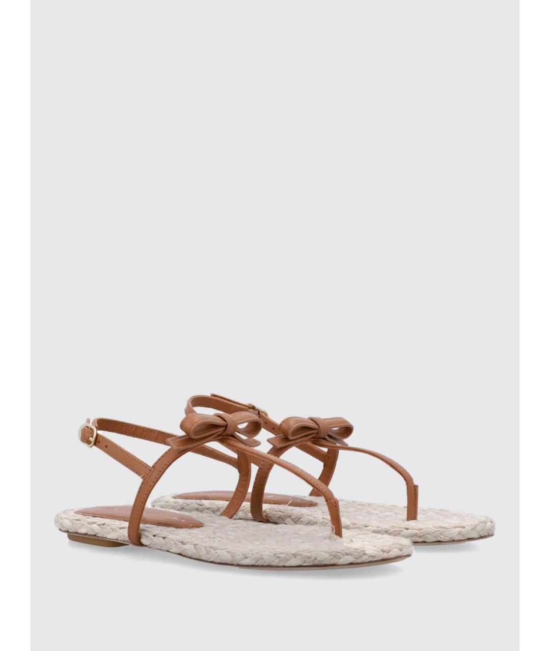STUART WEITZMAN Бежевые кожаные сандалии, фото 2