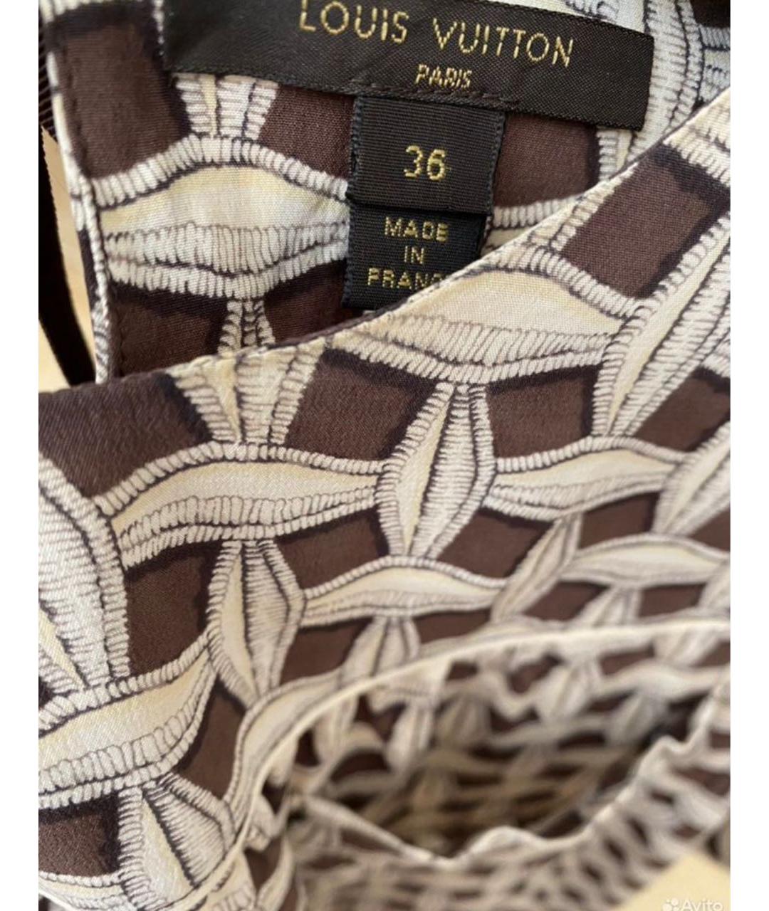 LOUIS VUITTON Коричневый шелковый костюм с брюками, фото 3