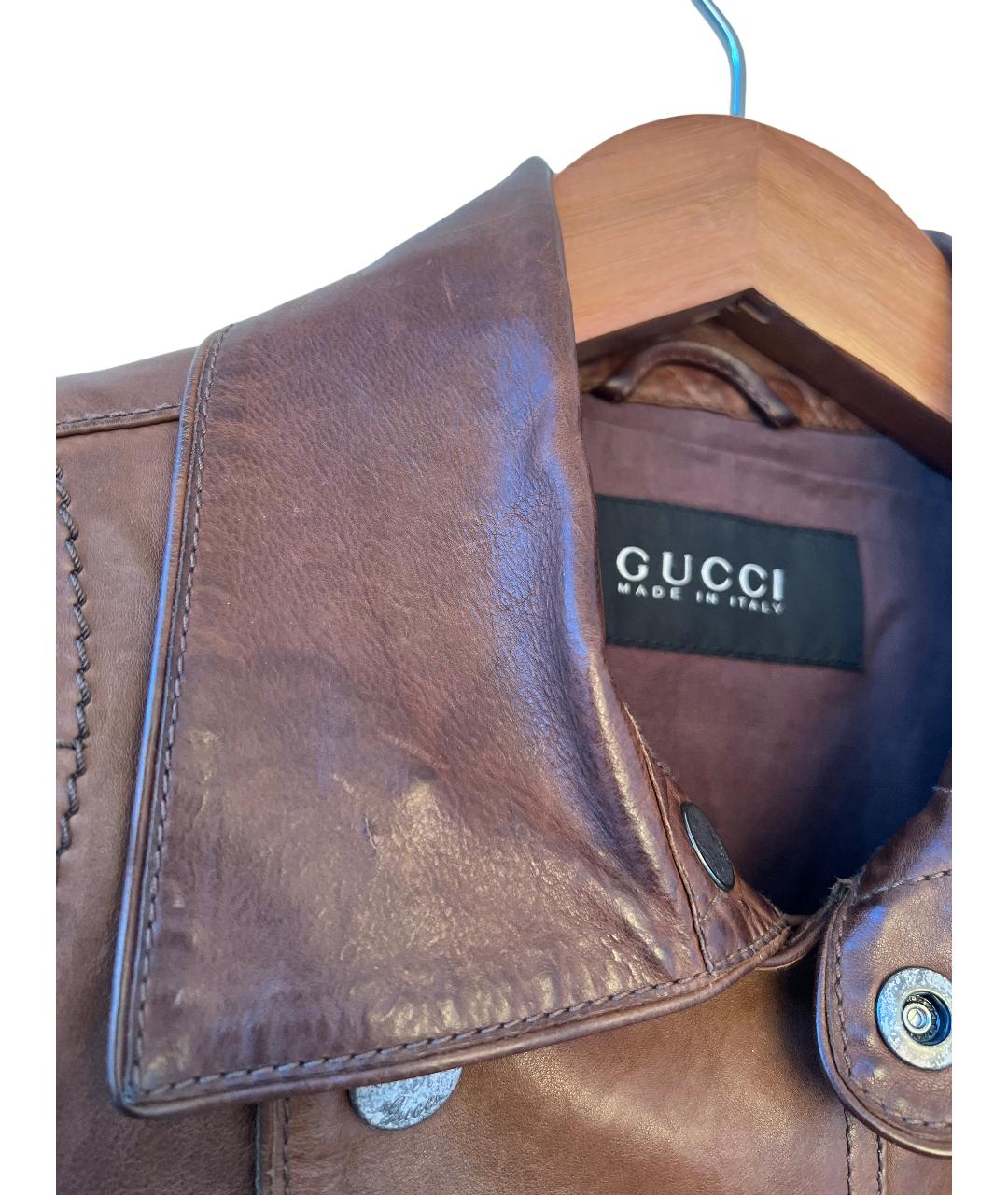 GUCCI Коричневая кожаная куртка, фото 4