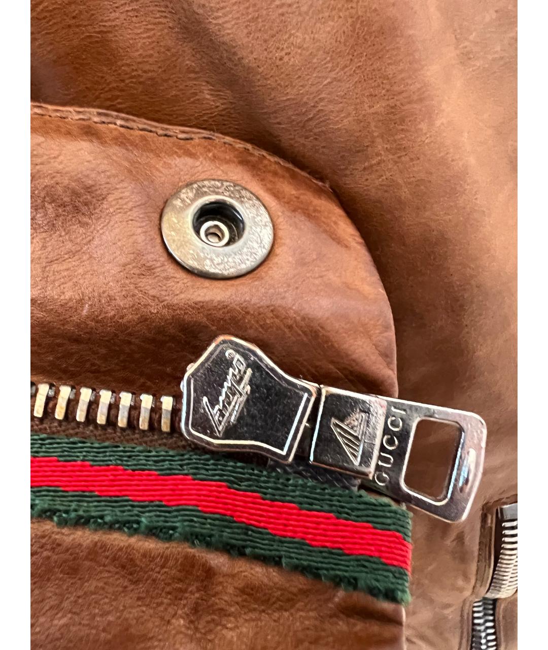 GUCCI Коричневая кожаная куртка, фото 8