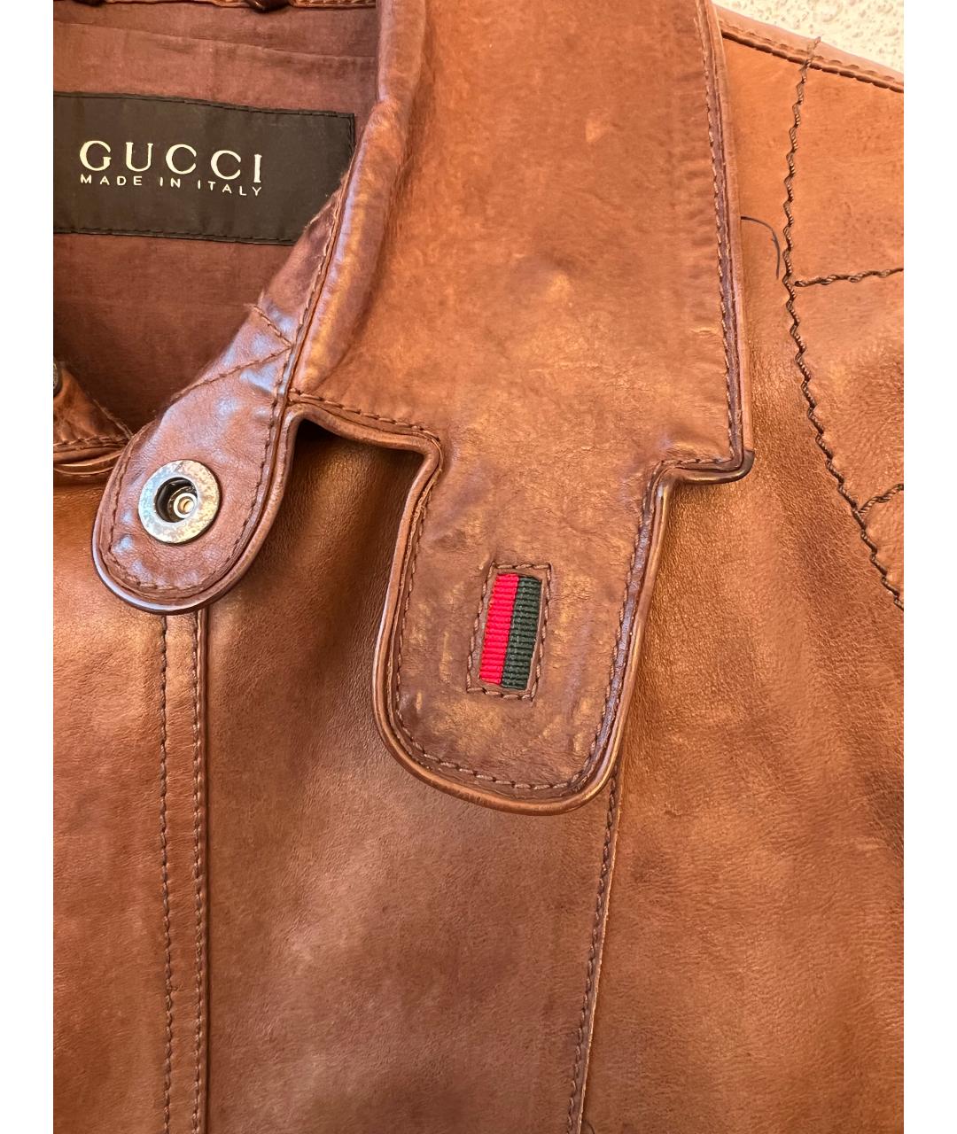 GUCCI Коричневая кожаная куртка, фото 3