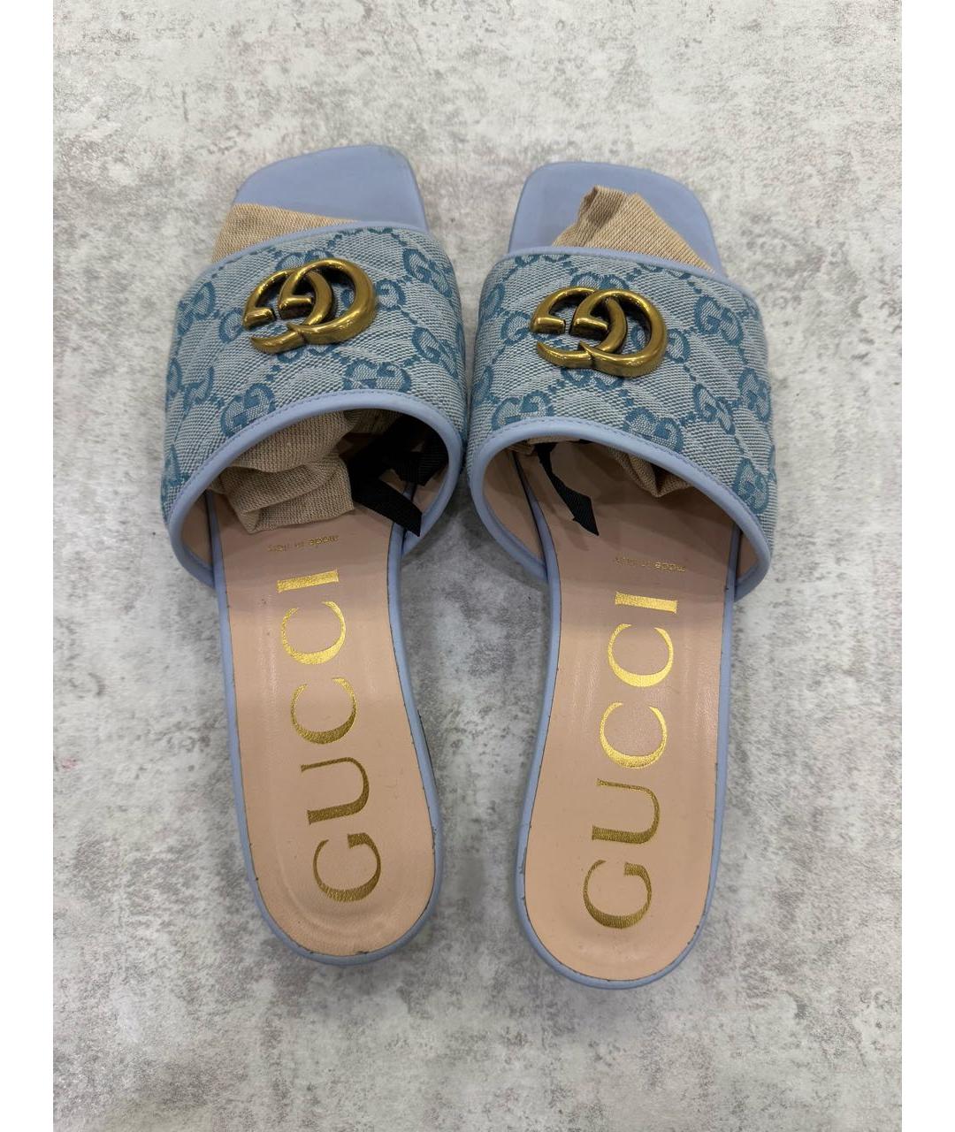 GUCCI Бирюзовые текстильные туфли, фото 8