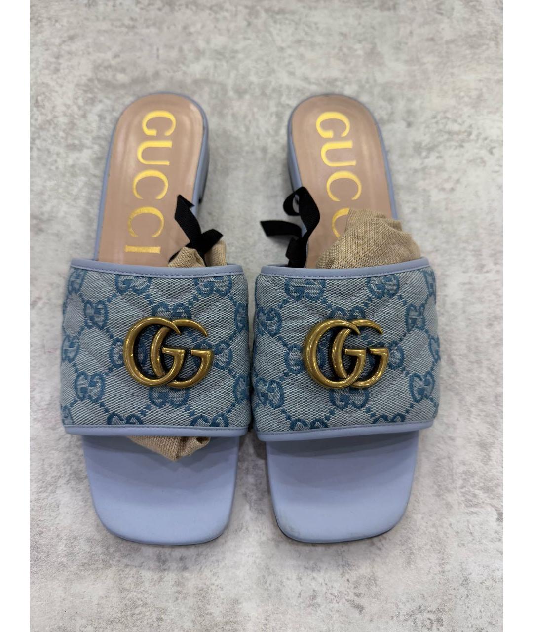 GUCCI Бирюзовые текстильные туфли, фото 3