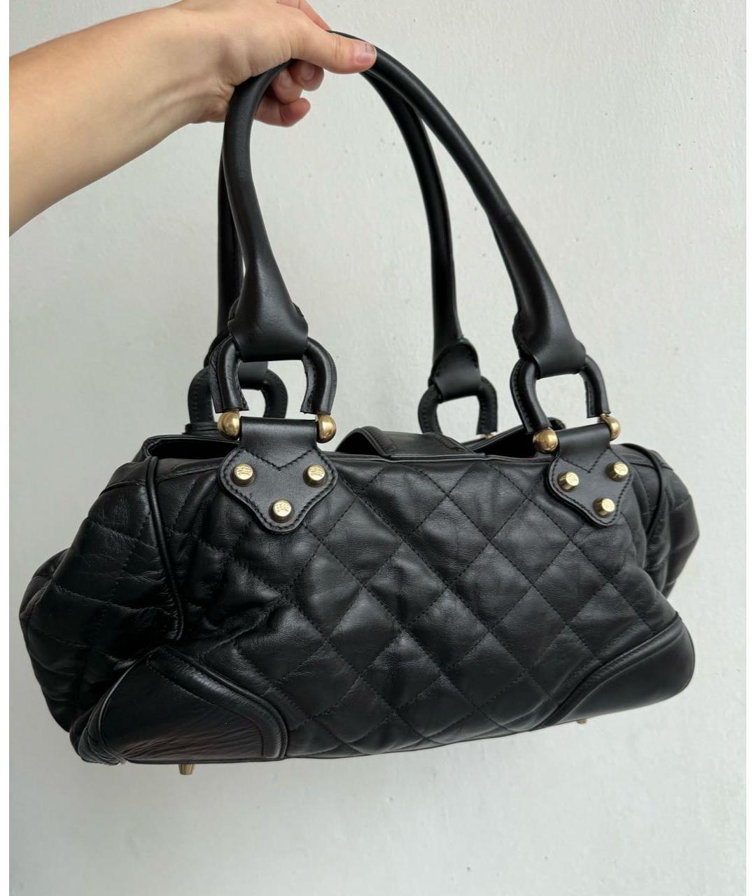 BURBERRY Черная кожаная сумка с короткими ручками, фото 7