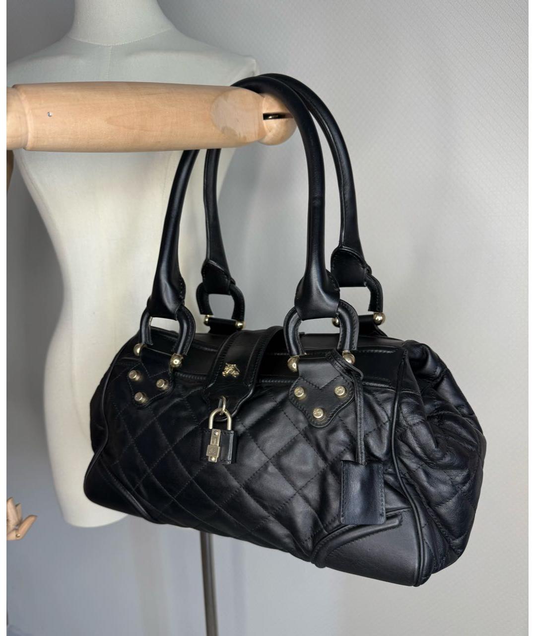 BURBERRY Черная кожаная сумка с короткими ручками, фото 2