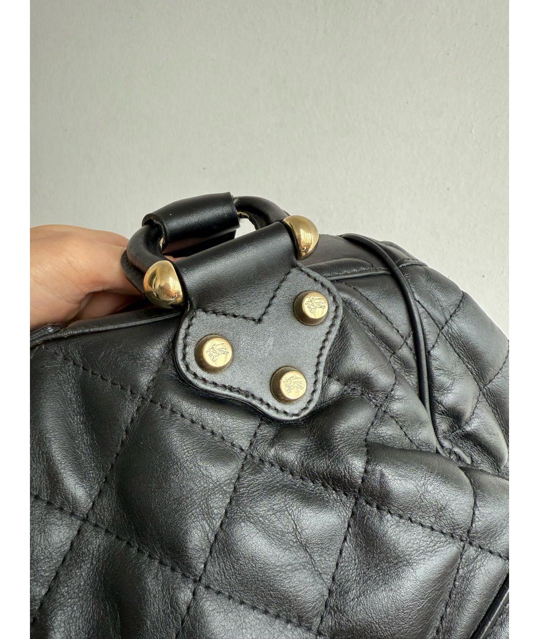 BURBERRY Черная кожаная сумка с короткими ручками, фото 3