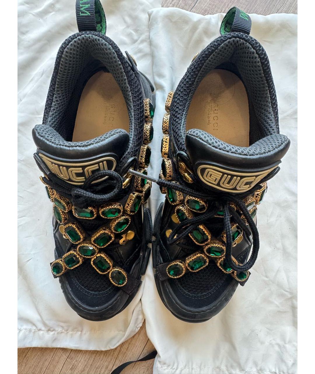 GUCCI Черные кожаные кроссовки, фото 3
