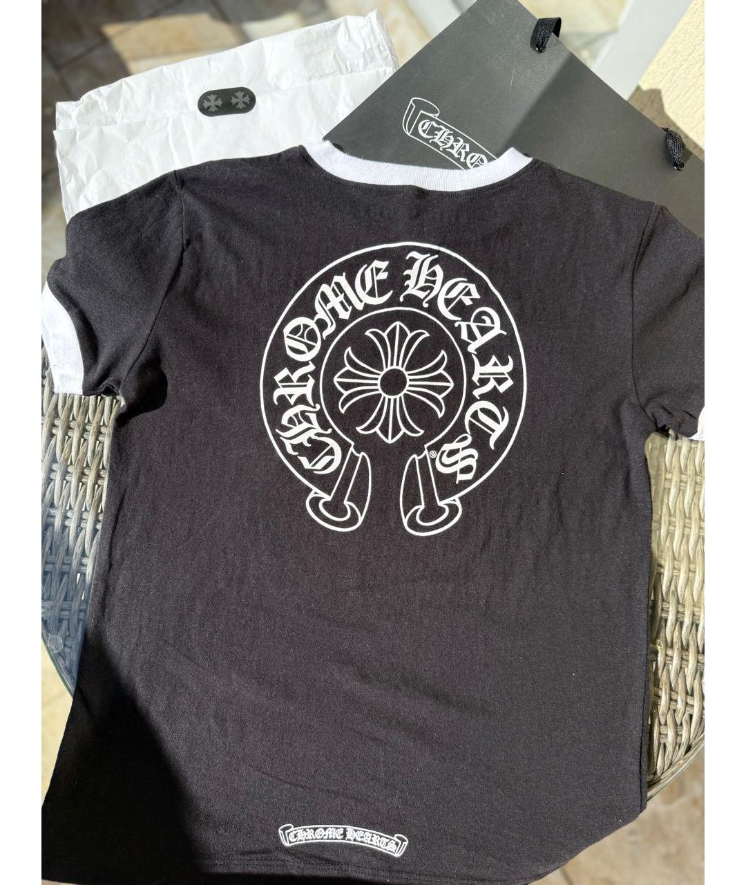 CHROME HEARTS Черная хлопко-эластановая футболка, фото 2