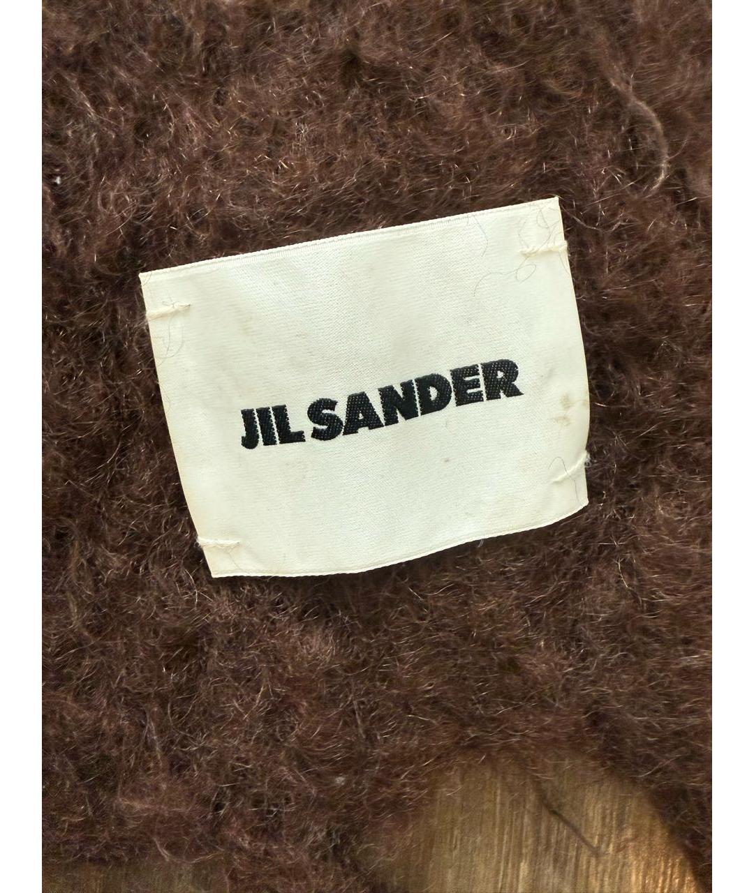 JIL SANDER Коричневый шерстяной шарф, фото 3