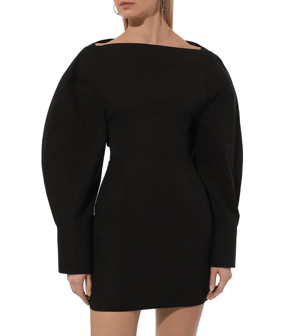 JACQUEMUS Черное хлопковое повседневное платье, фото 2