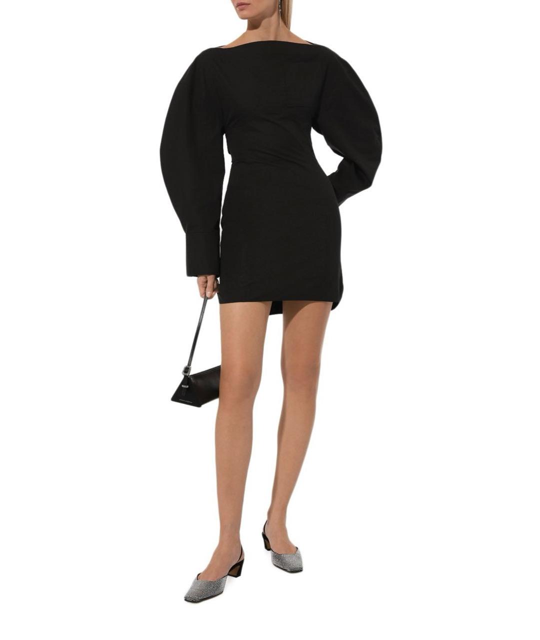 JACQUEMUS Черное хлопковое повседневное платье, фото 5