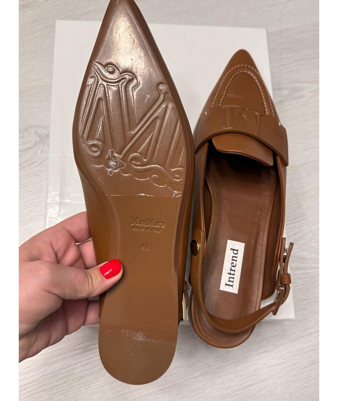 MAX MARA Коричневые кожаные туфли, фото 4