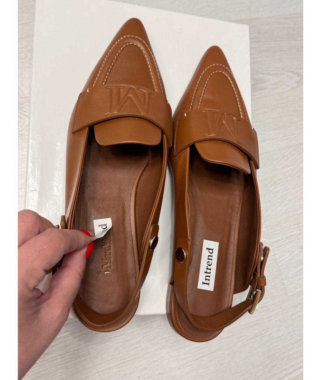 MAX MARA Коричневые кожаные туфли, фото 3