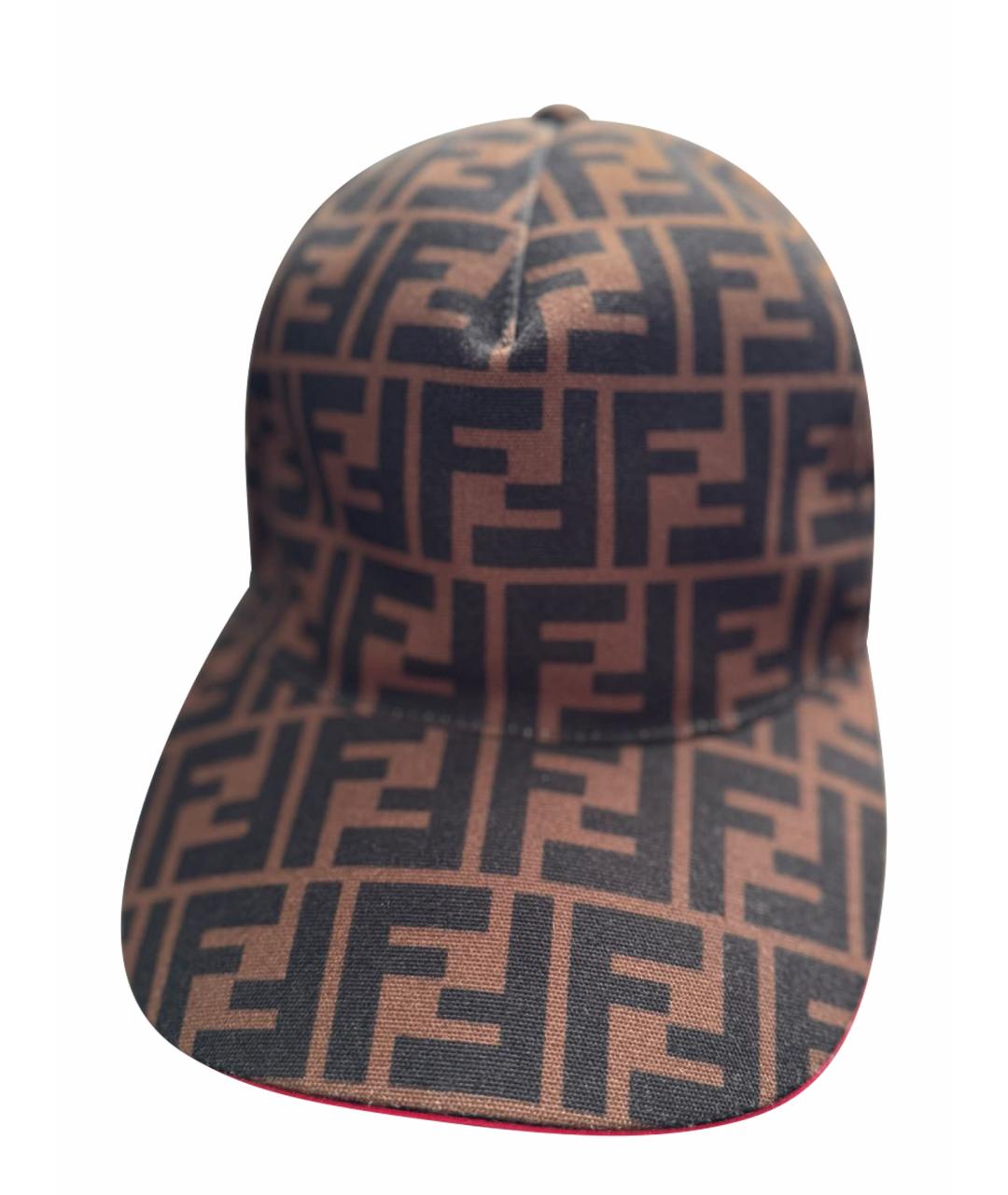 FENDI Коричневая хлопковая кепка/бейсболка, фото 1