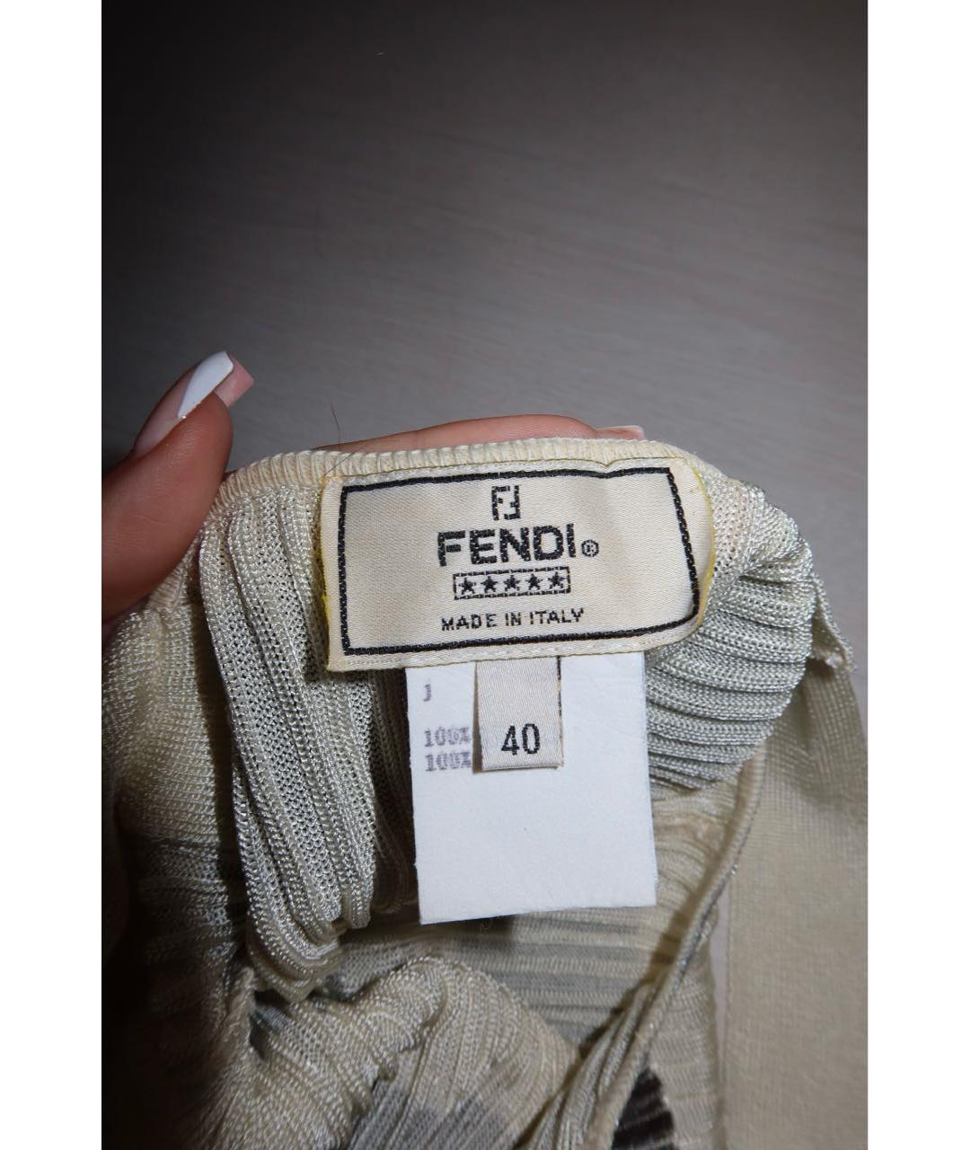 FENDI Бежевая вискозная майка, фото 3