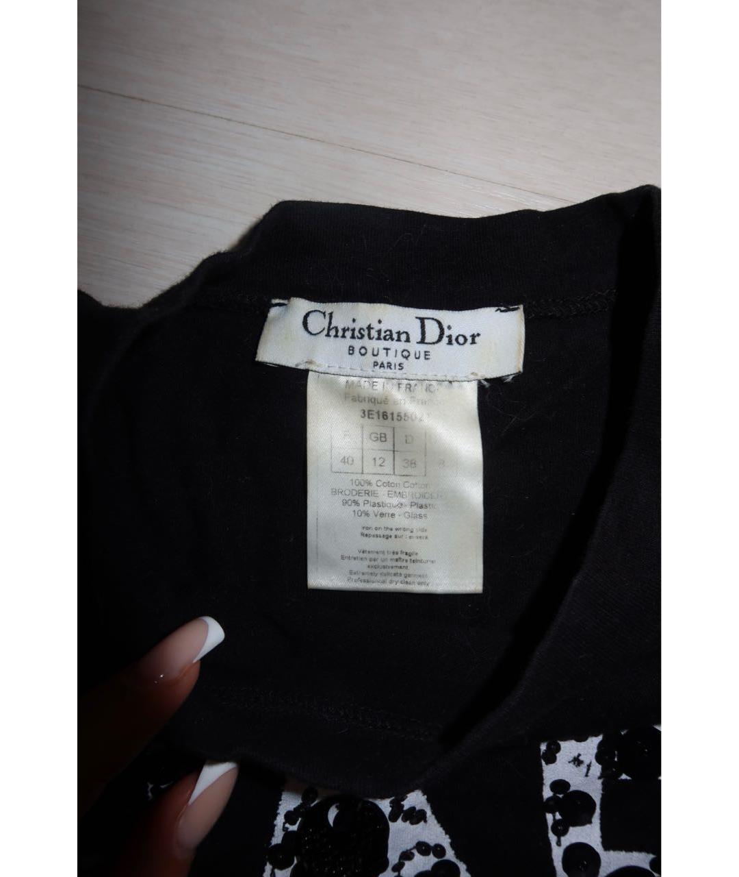 CHRISTIAN DIOR Черная хлопковая футболка, фото 4