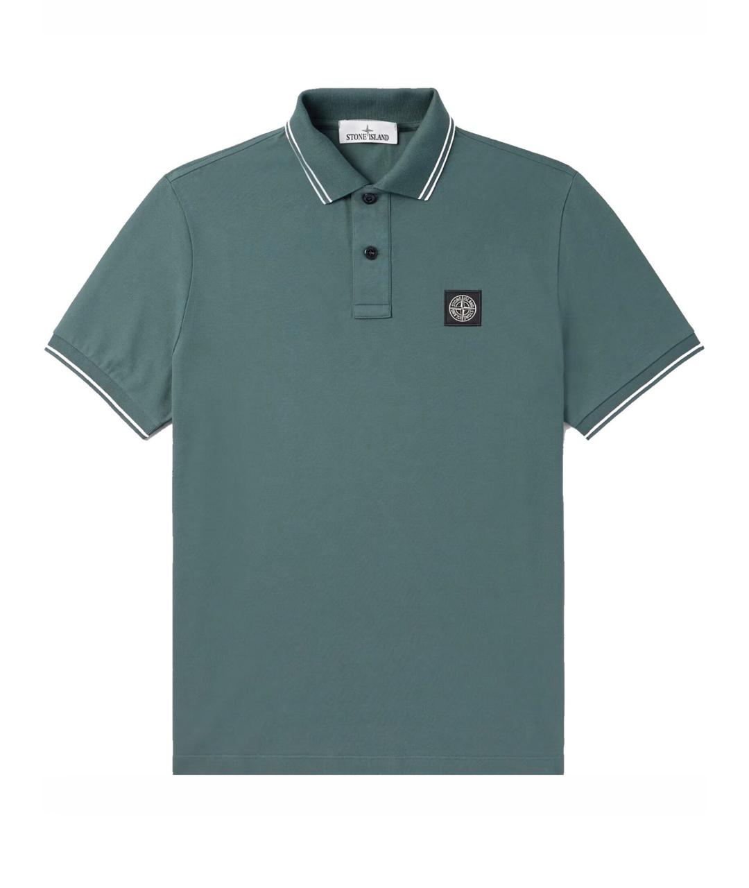 STONE ISLAND Зеленые хлопковое поло с коротким рукавом, фото 1