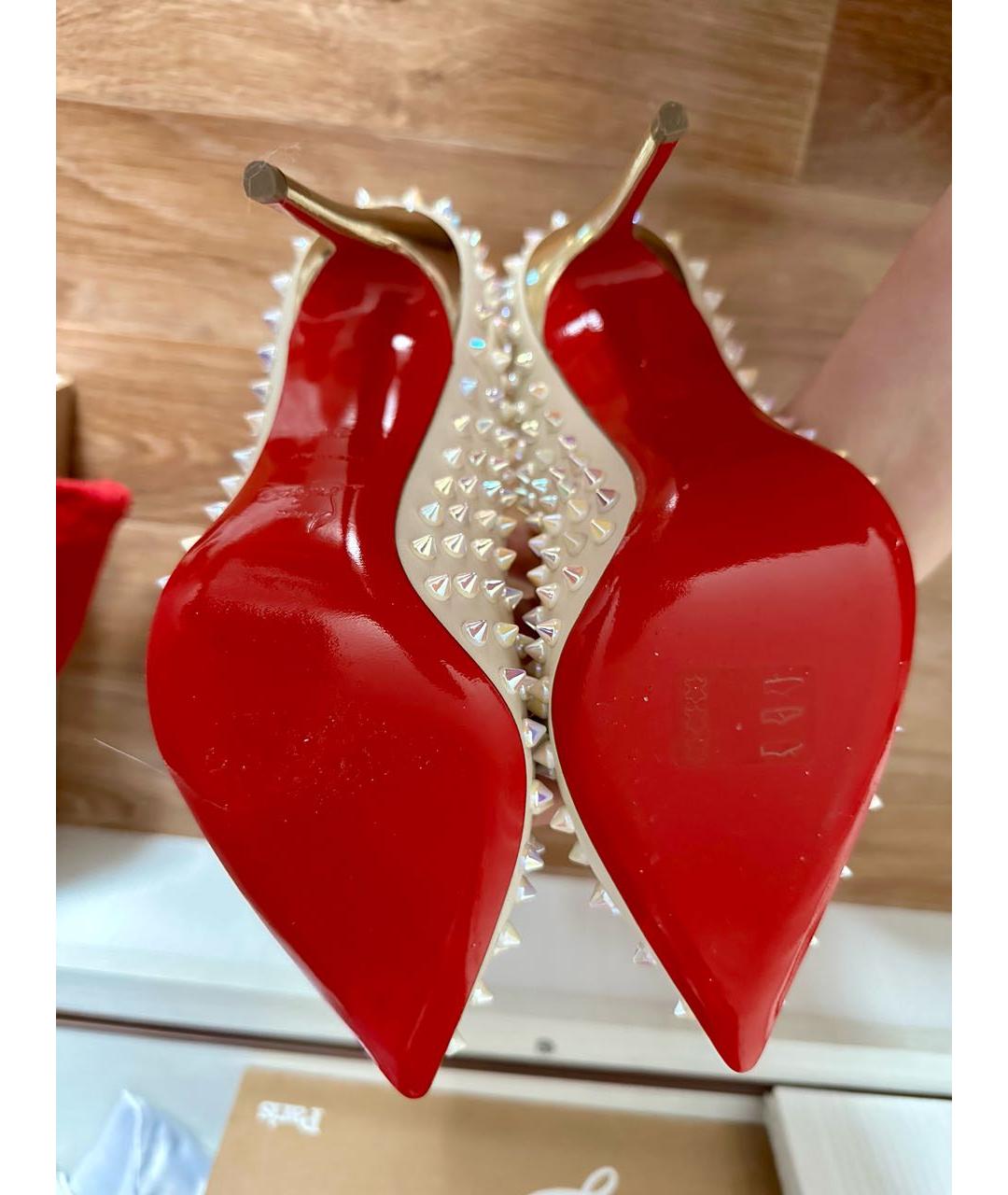 CHRISTIAN LOUBOUTIN Бежевые кожаные туфли, фото 5