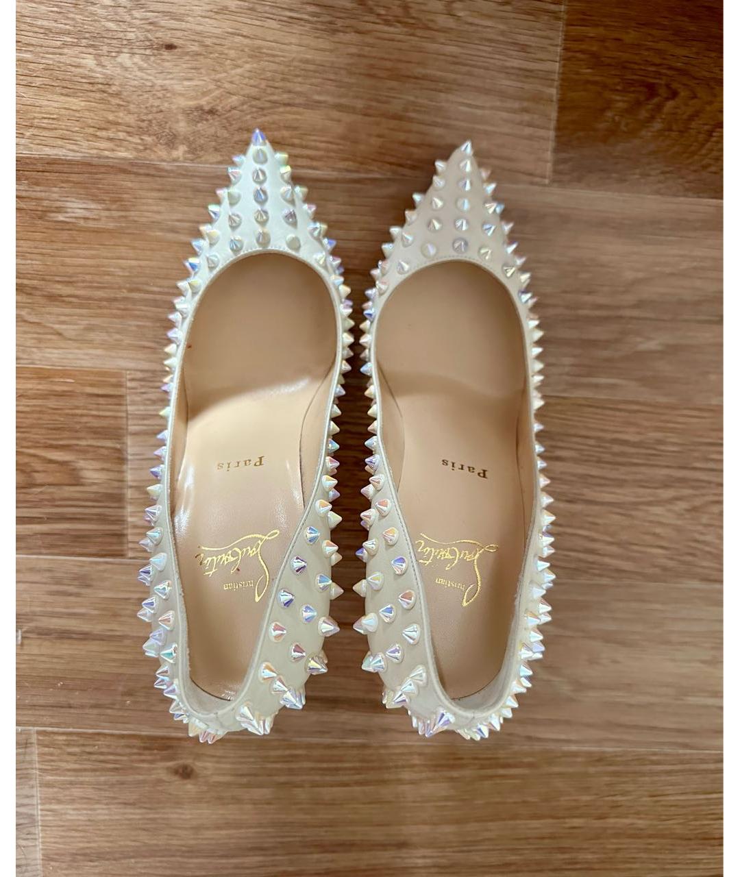 CHRISTIAN LOUBOUTIN Бежевые кожаные туфли, фото 3
