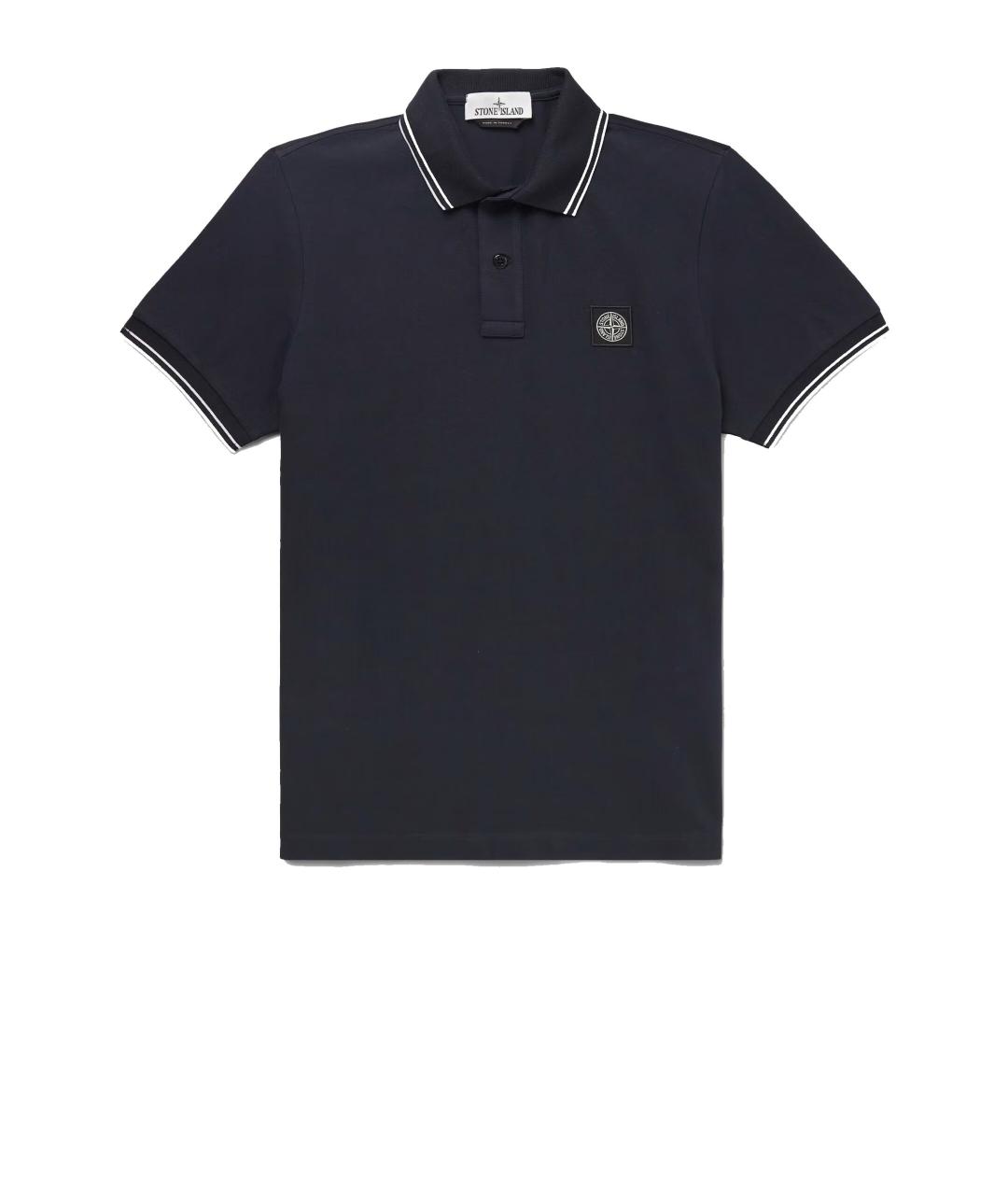 STONE ISLAND Темно-синее хлопковое поло с коротким рукавом, фото 3