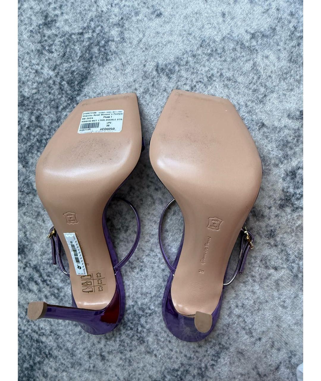 GIANVITO ROSSI Фиолетовые босоножки из лакированной кожи, фото 4