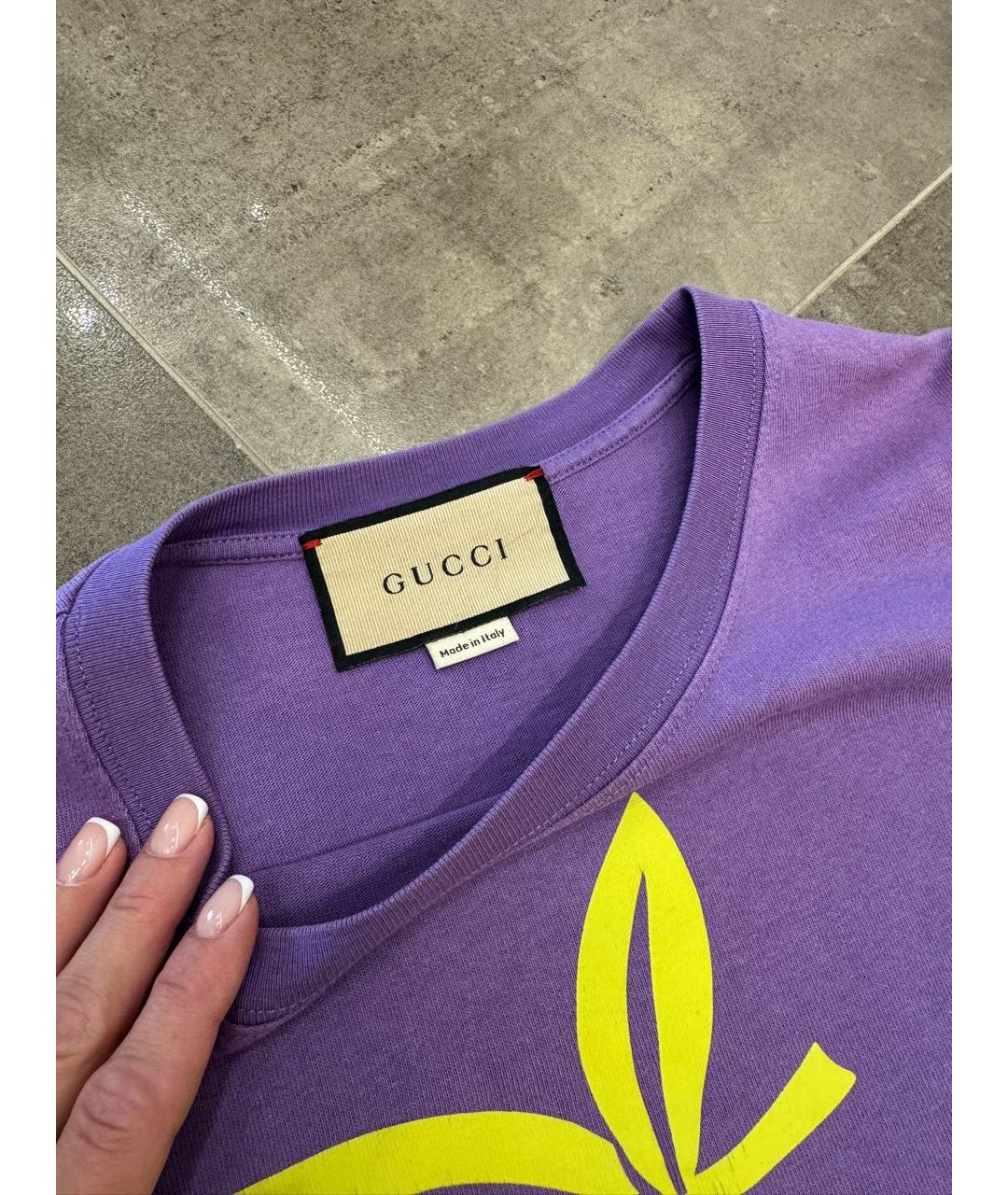 GUCCI Фиолетовая хлопковая футболка, фото 3