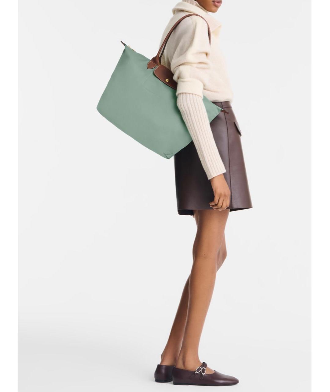 LONGCHAMP Бирюзовая кожаная сумка тоут, фото 7