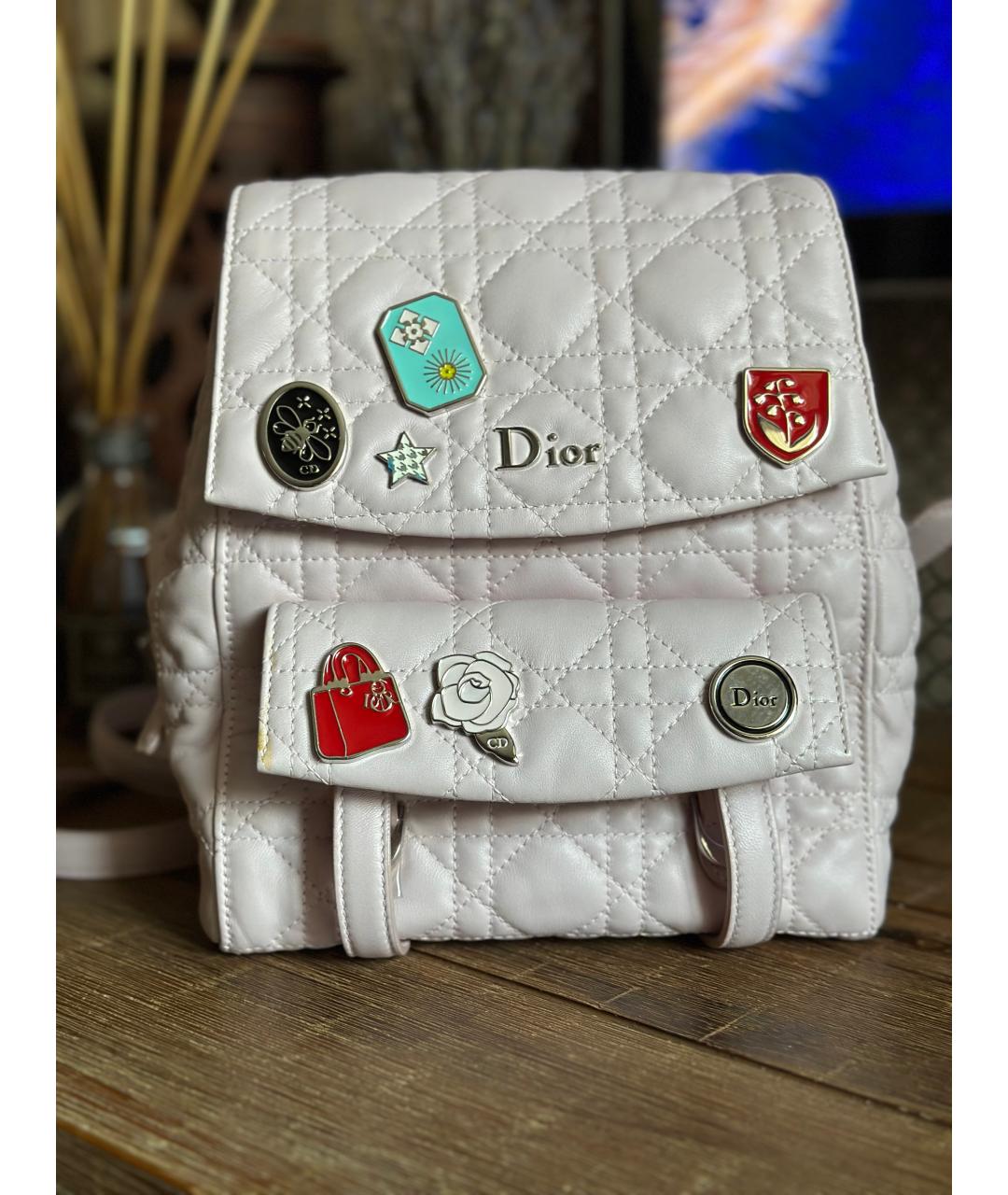 CHRISTIAN DIOR Розовый кожаный рюкзак, фото 4