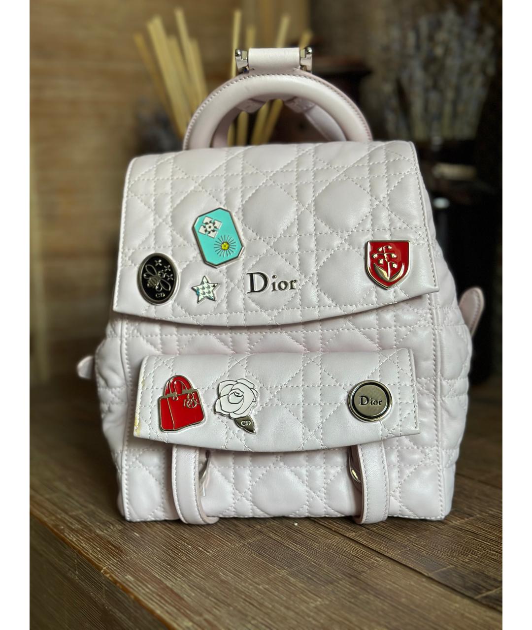 CHRISTIAN DIOR Розовый кожаный рюкзак, фото 5