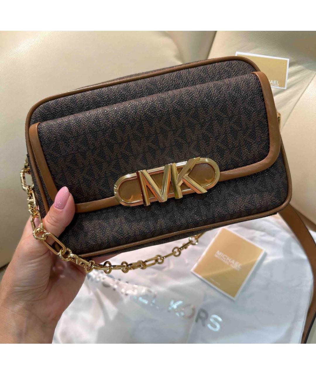 MICHAEL KORS Коричневая сумка через плечо из искусственной кожи, фото 6
