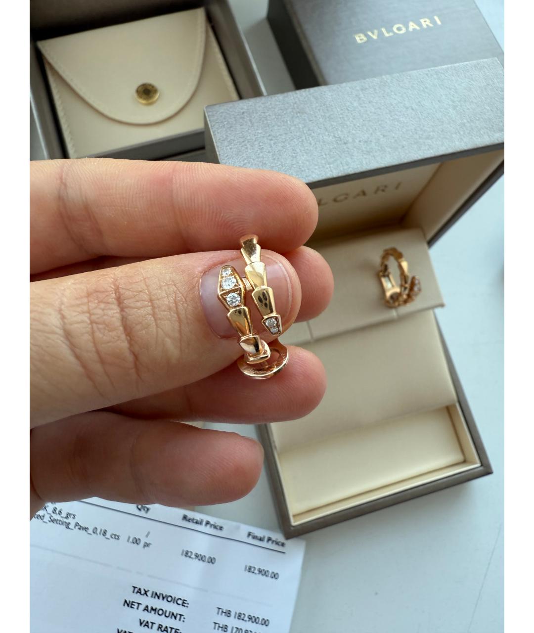 BVLGARI Желтые серьги из розового золота, фото 5