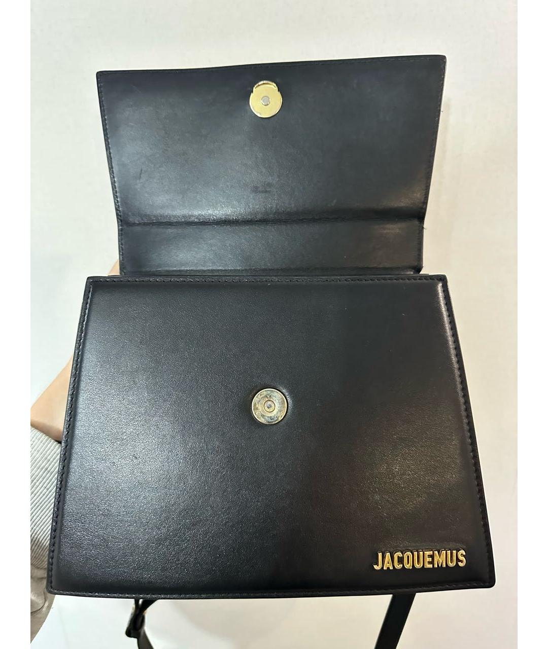JACQUEMUS Черная кожаная сумка с короткими ручками, фото 3