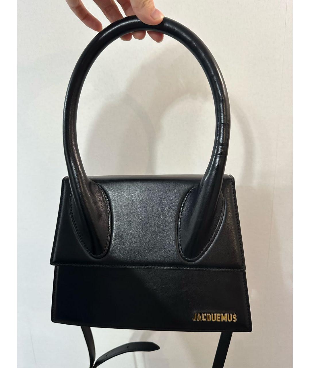 JACQUEMUS Черная кожаная сумка с короткими ручками, фото 2
