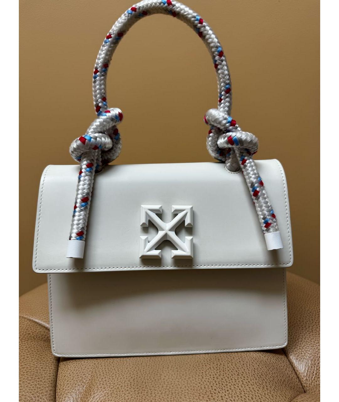 OFF-WHITE Белая кожаная сумка через плечо, фото 8