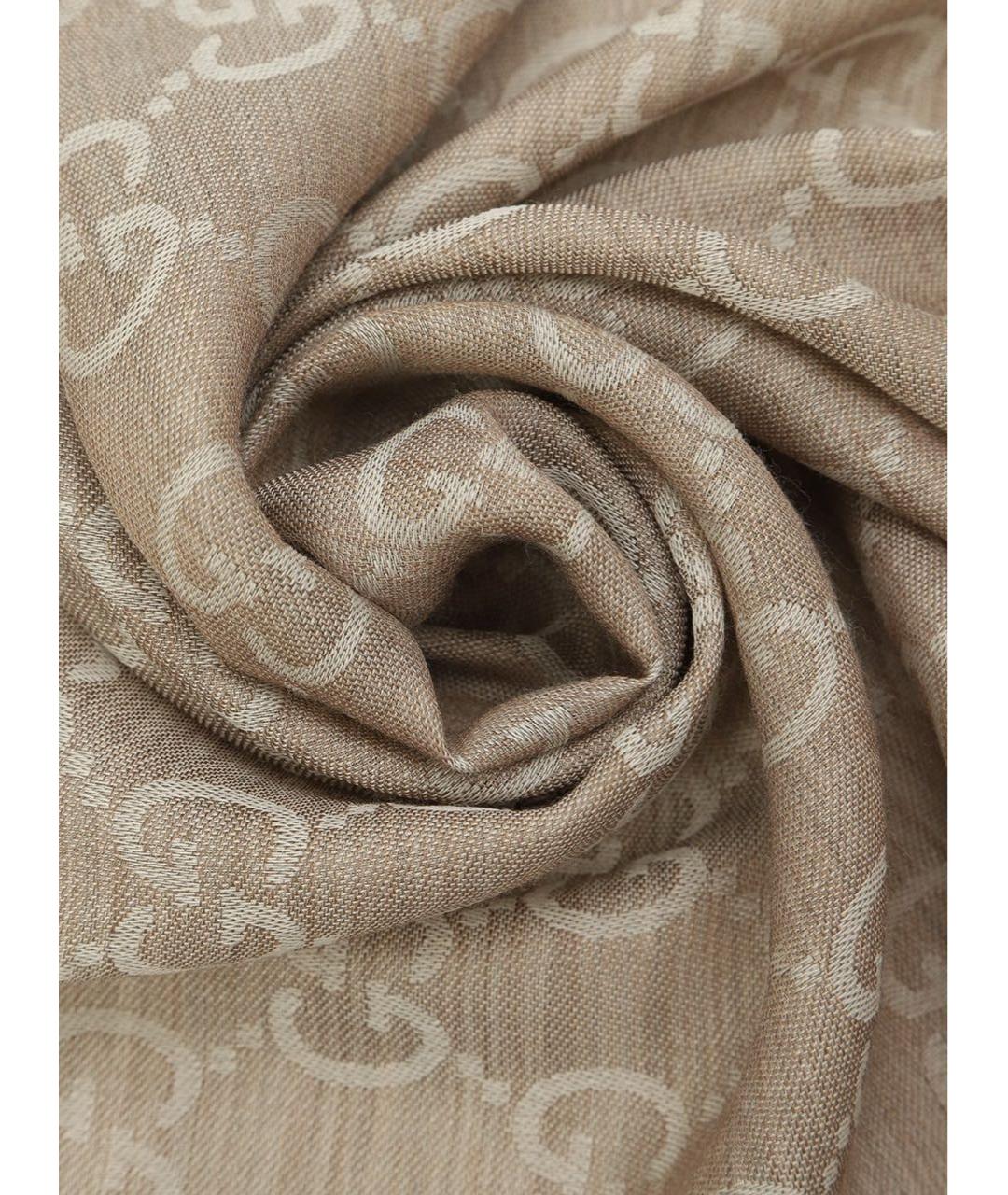 GUCCI Бежевый шерстяной шарф, фото 2