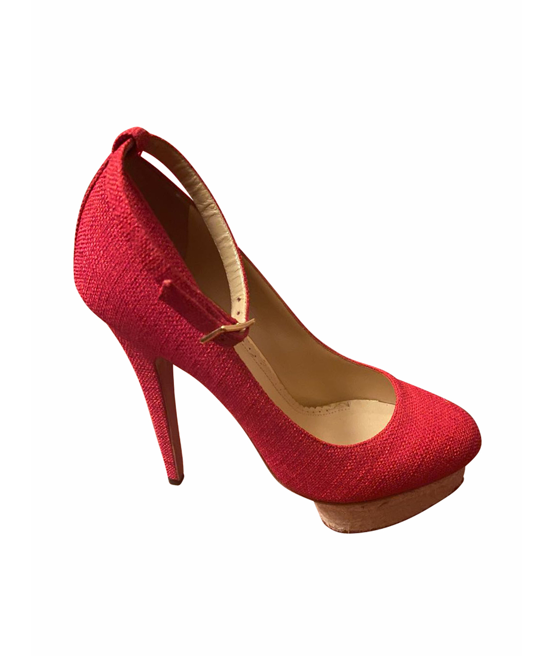 CHARLOTTE OLYMPIA Красные текстильные туфли, фото 1