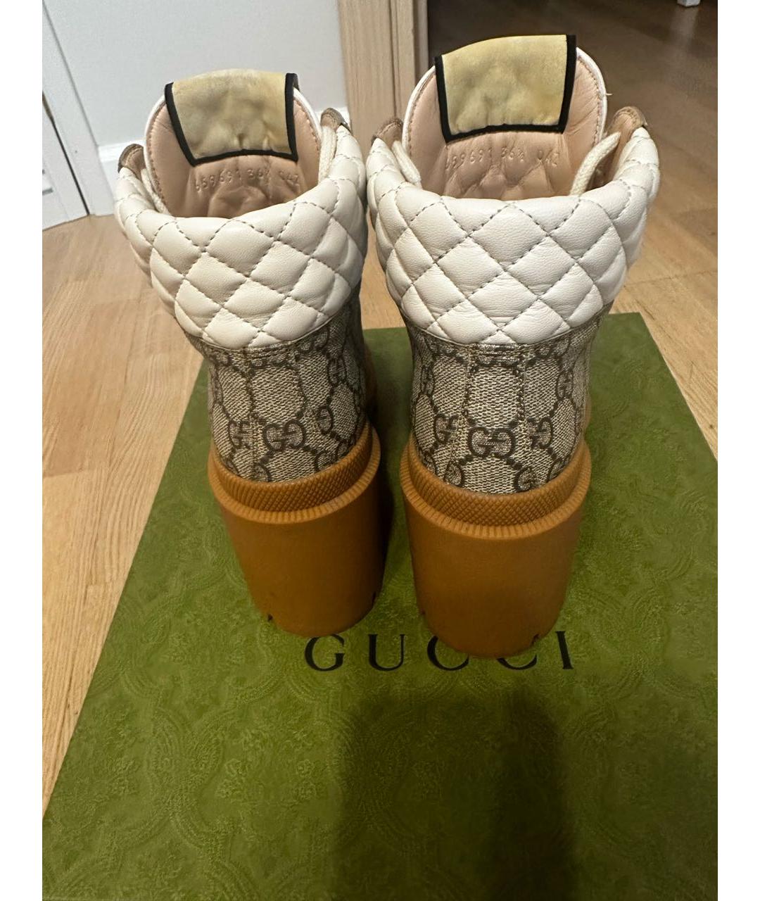 GUCCI Бежевые кожаные ботильоны, фото 3