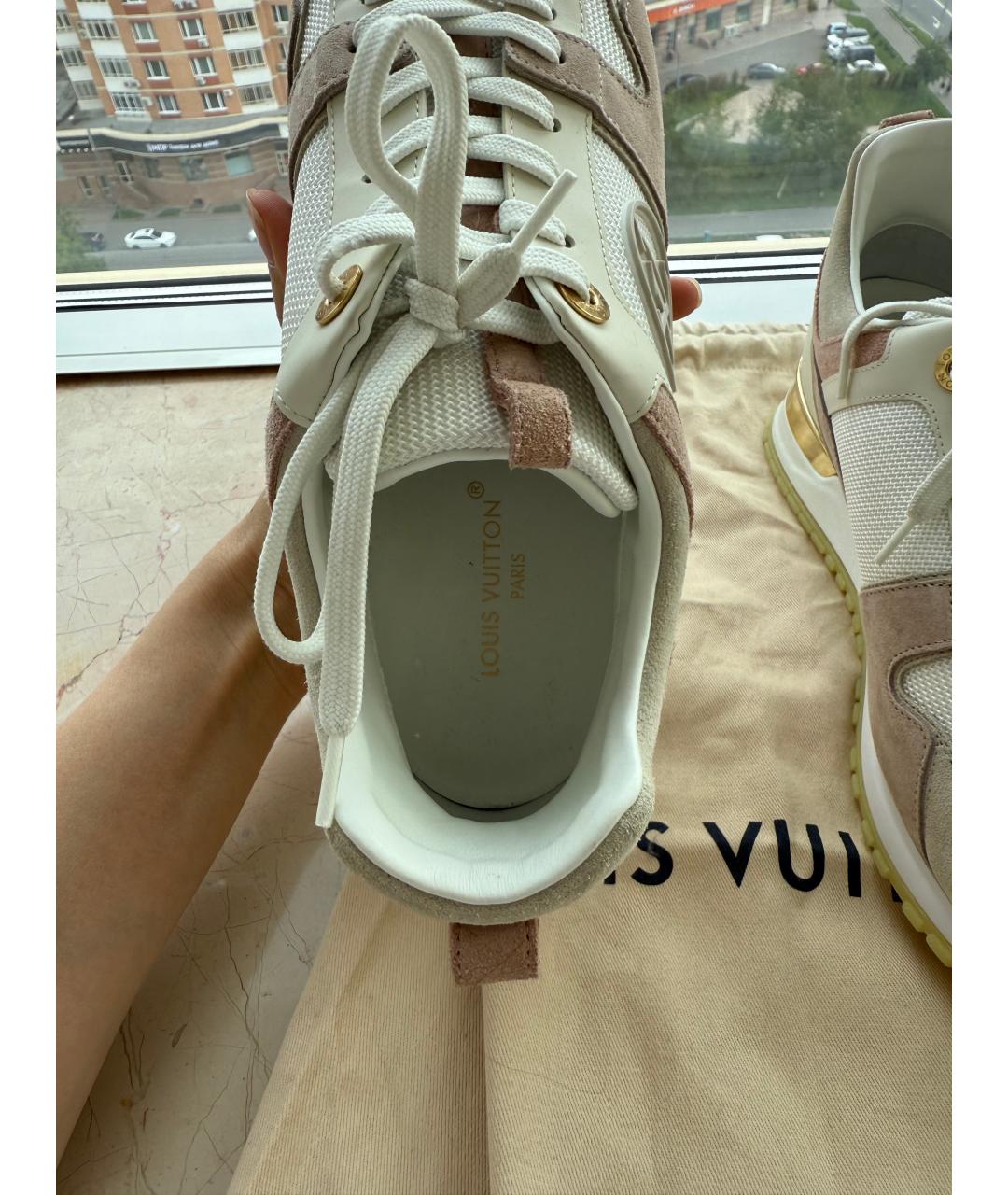LOUIS VUITTON Бежевые кожаные кроссовки, фото 3