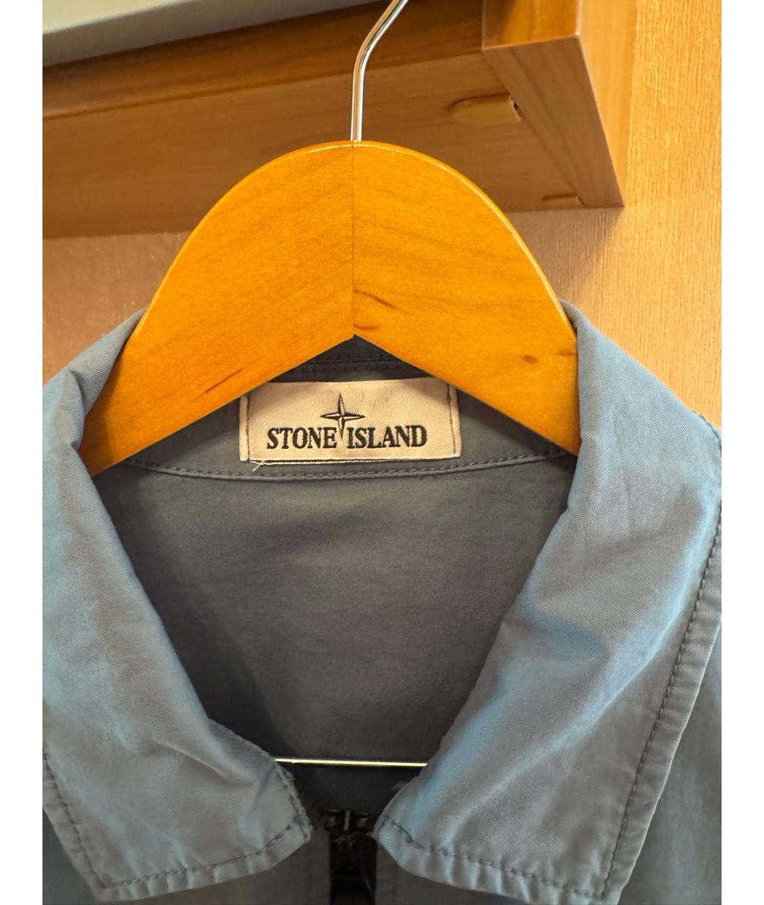 STONE ISLAND Голубая хлопко-эластановая куртка, фото 3