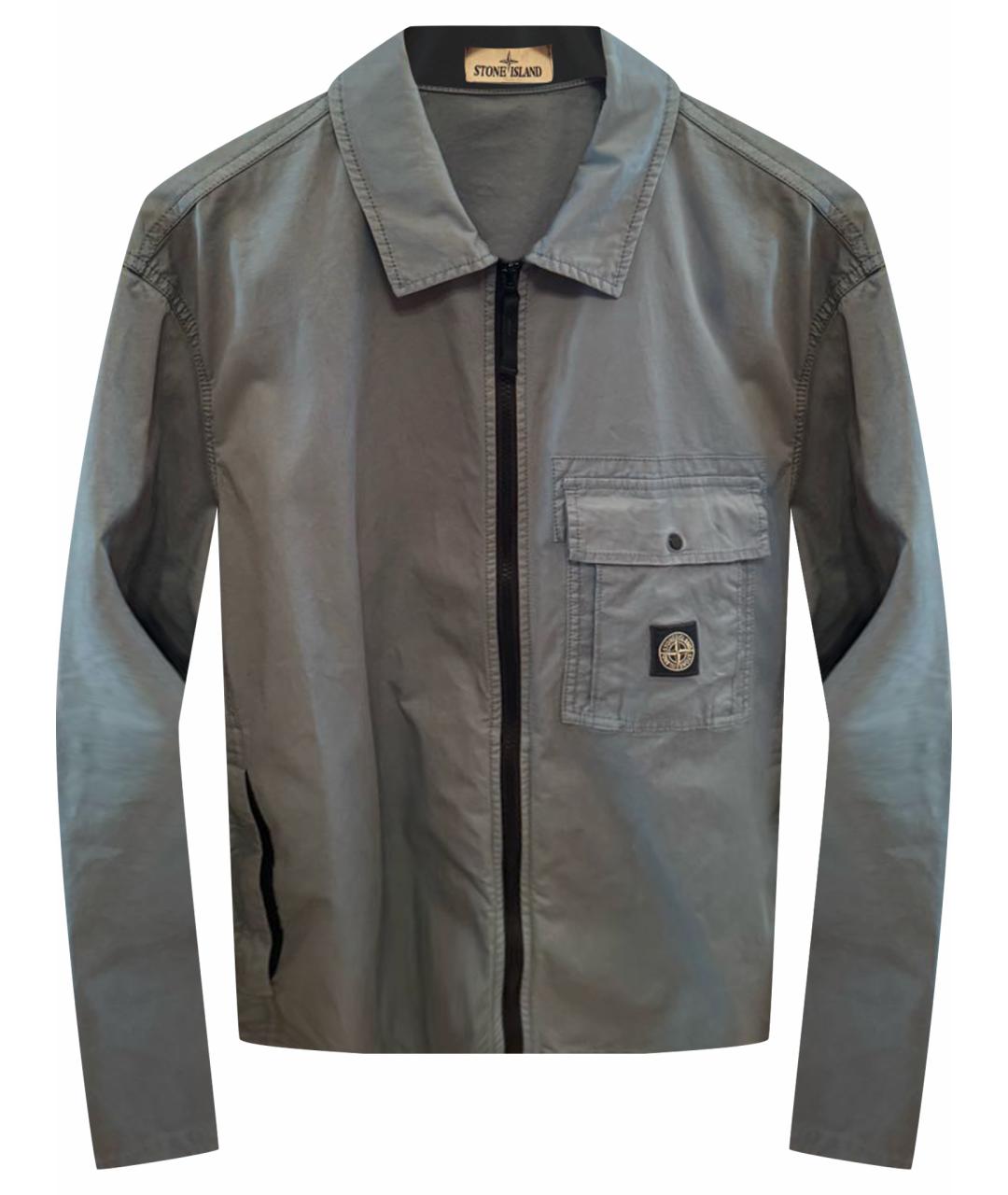 STONE ISLAND Голубая хлопко-эластановая куртка, фото 1