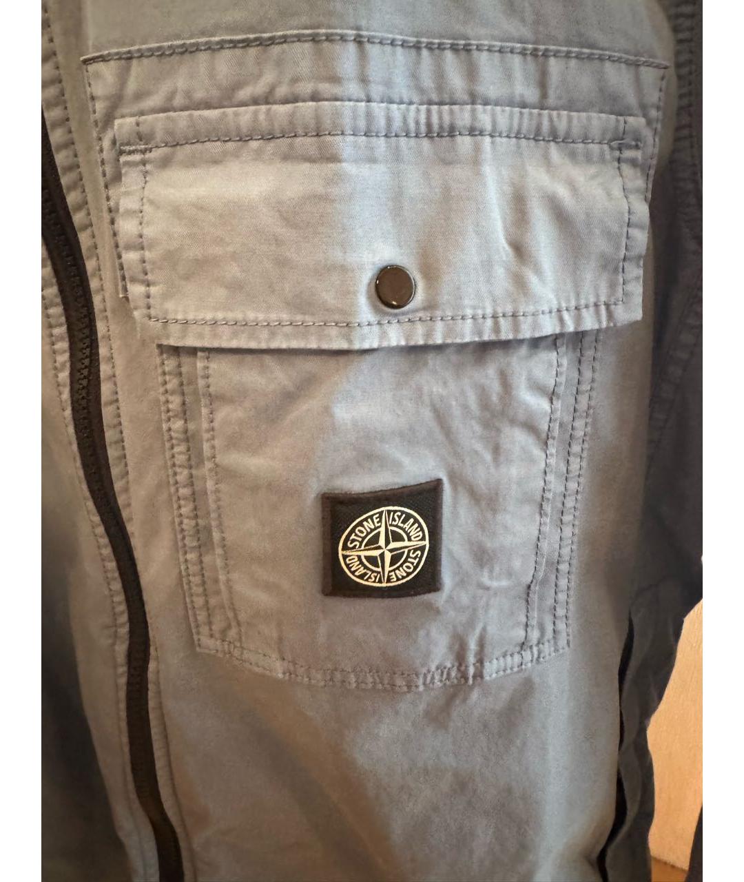 STONE ISLAND Голубая хлопко-эластановая куртка, фото 4