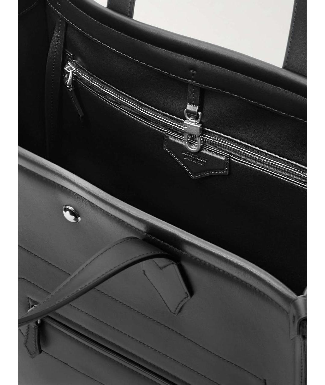 MONTBLANC Черная кожаная сумка тоут, фото 4